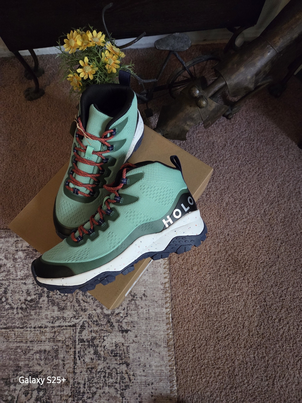 HOLO Women’s Lace-Up Boots — Mint Green with Black Accents